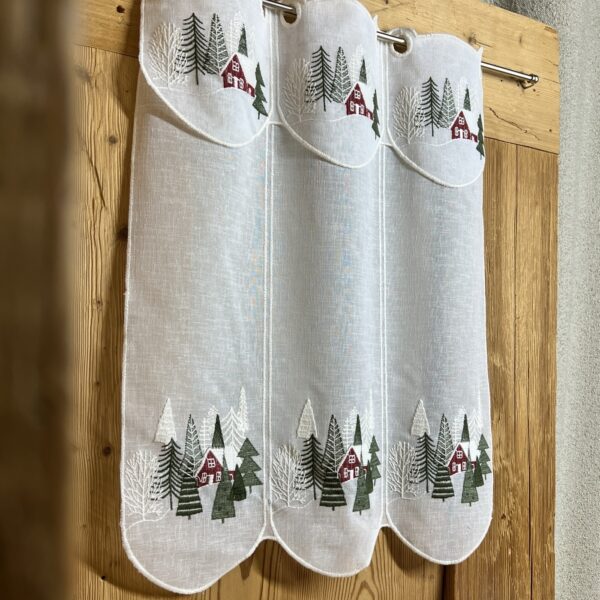 Tenda a vetro per cucina con ricamo fiori rossi, M- 7941 col 19, Rami e Fiori