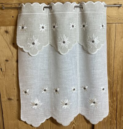 Tendina a vetro Z- STELLA ALPINA, per camera da letto, cucina, ricamata, 3684