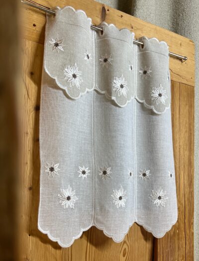 Tendina a vetro Z- STELLA ALPINA, per camera da letto, cucina, ricamata, 3684