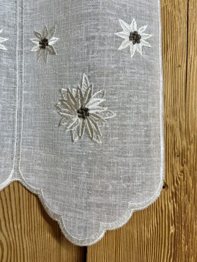 Tendina a vetro Z- STELLA ALPINA, per camera da letto, cucina, ricamata, 3684