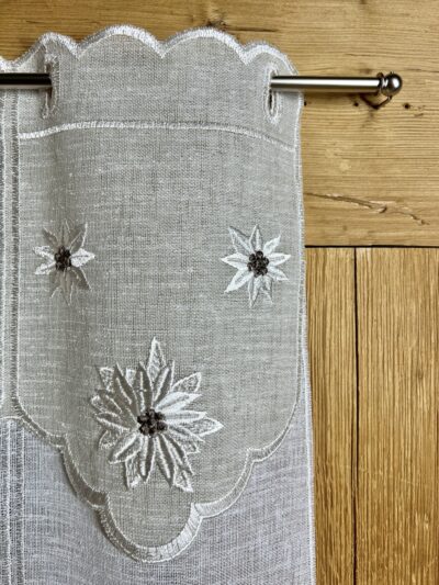 Tendina a vetro Z- STELLA ALPINA, per camera da letto, cucina, ricamata, 3684