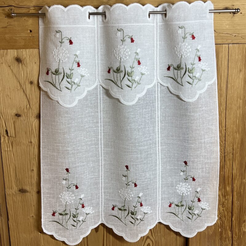 Tendina a vetro floreale, per camera da letto, cucina, ricamata Z- Campanula