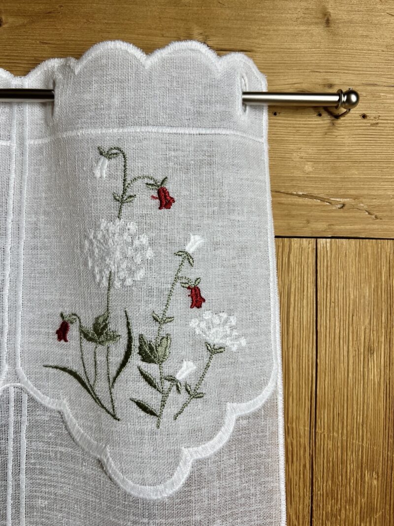 Tendina a vetro floreale, per camera da letto, cucina, ricamata Z- Campanula