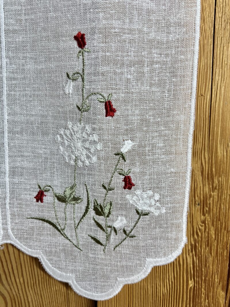 Tendina a vetro floreale, per camera da letto, cucina, ricamata Z- Campanula