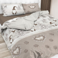 Parure copripiumino con stelle alpine, double face, stile tirolese, in puro cotone – CHARMANT antracite