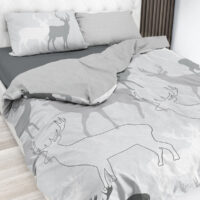 Parure copripiumino con cervi, in puro cotone – ROCHER tortora