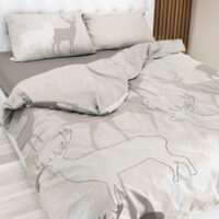 Parure copripiumino con cervi, in puro cotone – ROCHER grigio