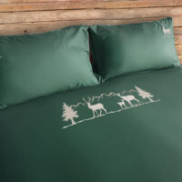 Parure copripiumino satinato ricamo montagna e cervi – MOUNTAIN antracite