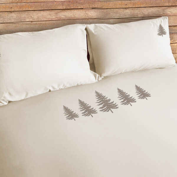 Parure copripiumino satinato ricamo alberi – TREE beige