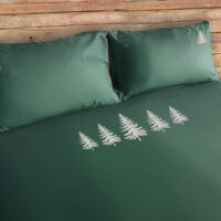 Parure copripiumino satinato ricamo montagna e cervi – MOUNTAIN beige