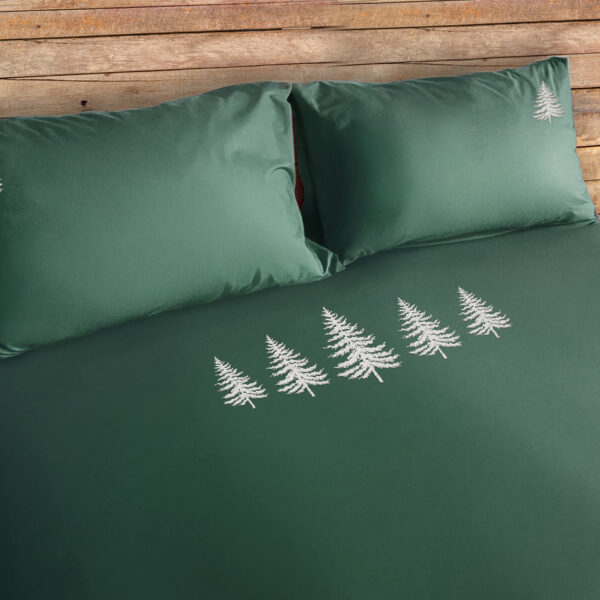 Parure copripiumino satinato ricamo alberi – TREE verde