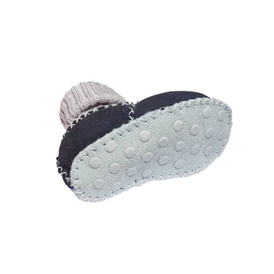 Scarpine babbucce portafortuna per neonato in pelliccia con antiscivolo, colore blú