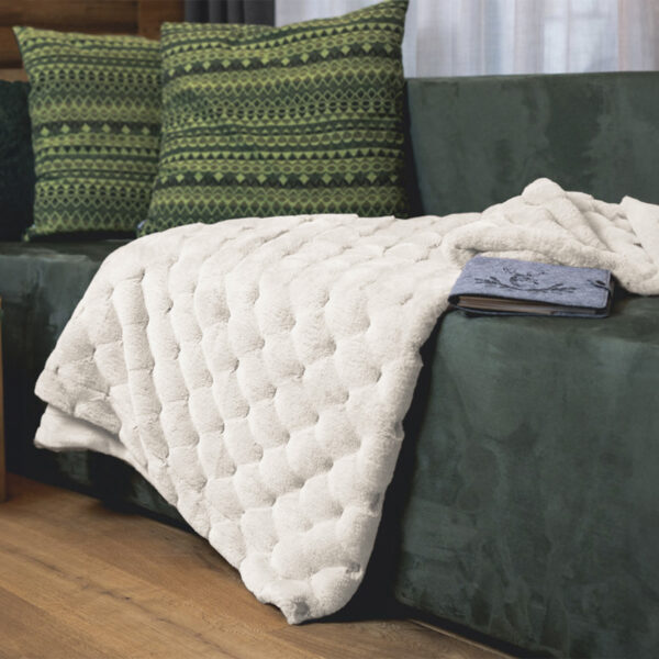 Plaid Coperta Matelassé in Finta Pelliccia,130x160cm, Morbido e Caldo per Divano e Letto, RHOMBUS – Daunex