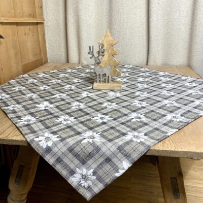Tovaglia centrotavola Scozzese con Stelle Alpine, 90×90 cm elegante Stile Alpino