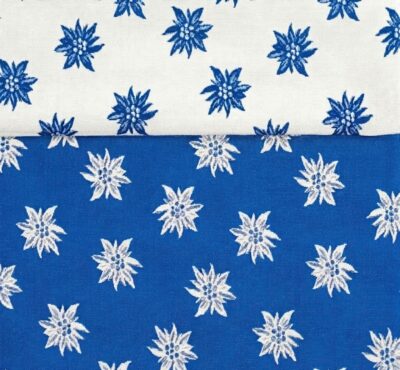 “Geo stelle alpine blu” – tessuto tirolese – tovagliato, cuscini, scampoli e a metraggio