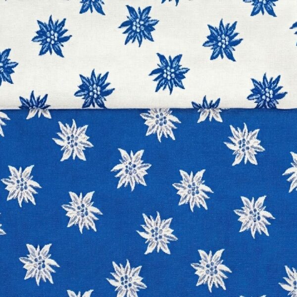 “Geo stelle alpine blu” – tessuto tirolese – tovagliato, cuscini, scampoli e a metraggio