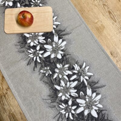 Runner da tavola con Stelle Alpine, Tessuto jacquard per tavola stile alpino
