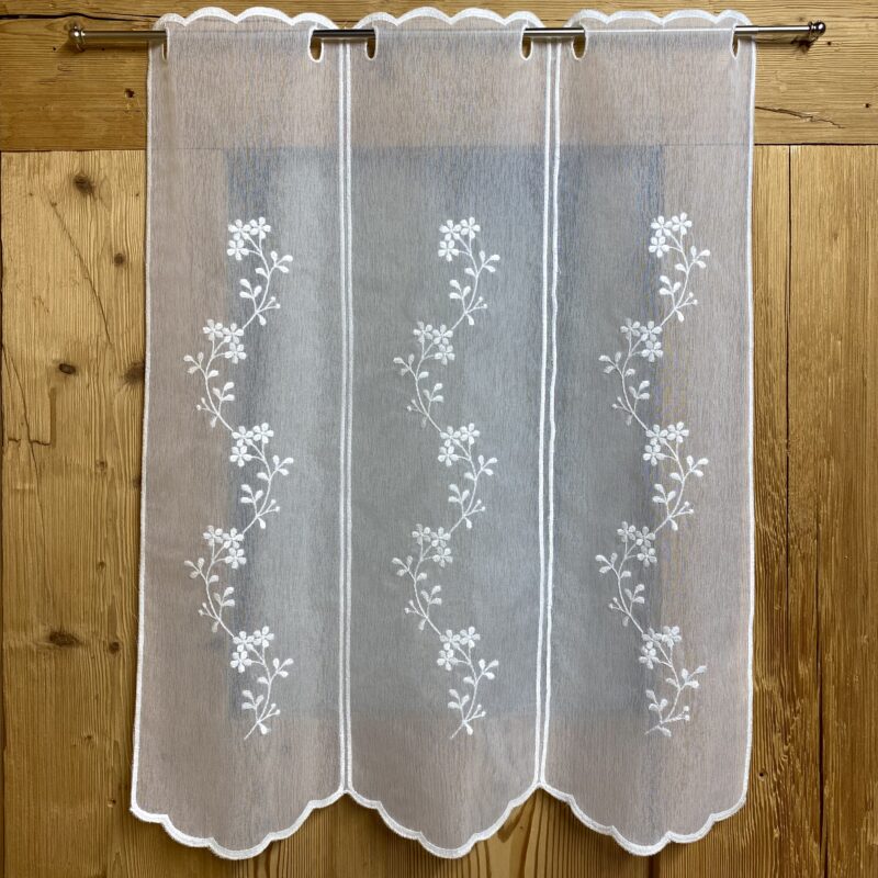 Tenda a Vetro per Finestra o Portafinestra, trasparente con ricamo di fiori, M-8211
