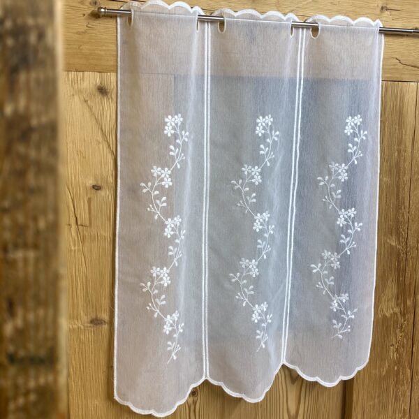 Tenda a Vetro per Finestra o Portafinestra, trasparente con ricamo di fiori, M-8211