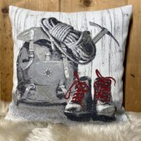Cuscino in pelliccia per casa di montagna, 45 x 45 cm, bianco