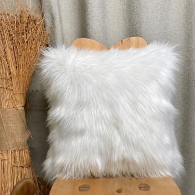 Cuscino in pelliccia per casa di montagna, 45 x 45 cm, bianco