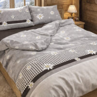 Parure Copripiumino, stelle alpine DAVOS rosso, stile alpino, 100% Cotone