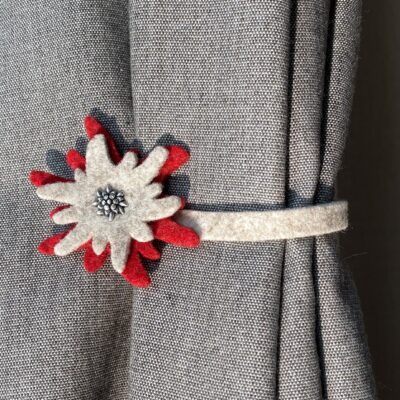 Fermatenda, lega tenda con magnete, decorativo con stella alpina, 25 cm, stile tirolese, diversi colori