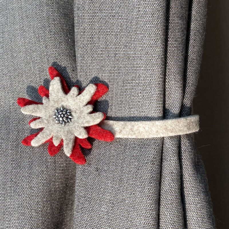 Fermatenda, lega tenda con magnete, decorativo con stella alpina, 25 cm, stile tirolese, diversi colori