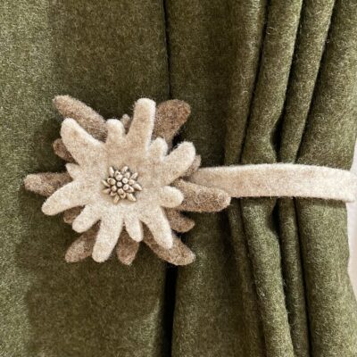 Fermatenda, lega tenda con magnete, decorativo con stella alpina, 25 cm, stile tirolese, diversi colori