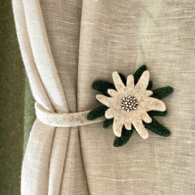 Fermatenda, lega tenda con magnete, decorativo con stella alpina, 25 cm, stile tirolese, diversi colori
