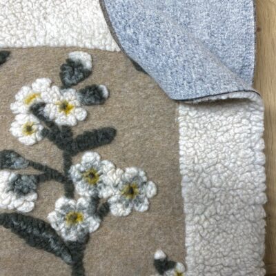 Coperta Plaid Decorativo Floreale RAMAGE, 150×200 cm, Beige e Verde