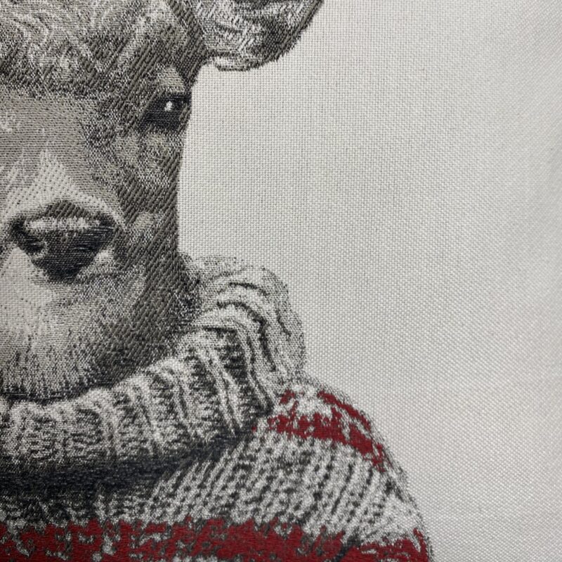 Cuscino Decorativo Cervo con maglione, 44×44 cm, Stile Montagna Chalet