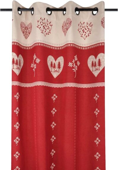 Tenda rossa Cuori e Cervi, con anelli fissi, MODANE 140×260 cm