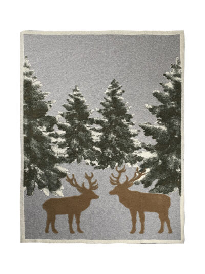 Plaid Decorativo Paesaggio Invernale e RENNE, 150×200 cm