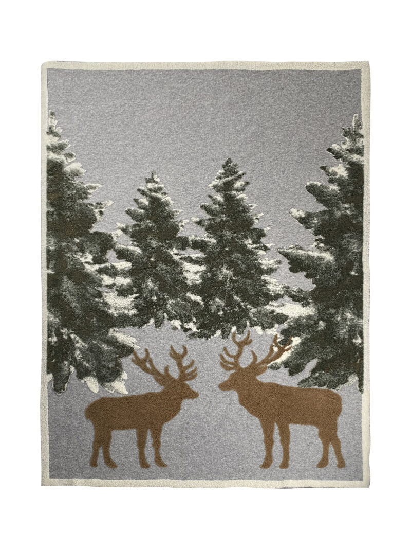 Plaid Decorativo Paesaggio Invernale e RENNE, 150×200 cm