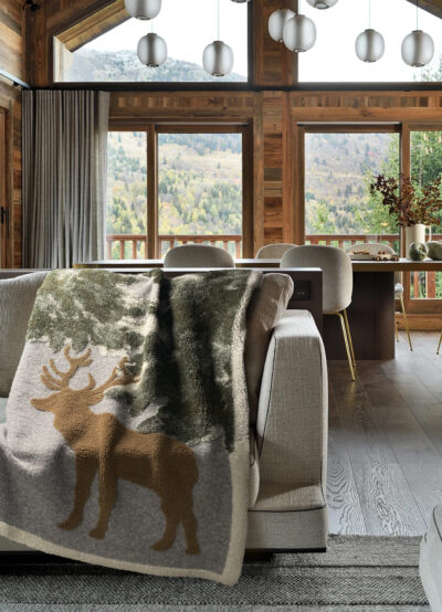 Plaid Decorativo Paesaggio Invernale e RENNE, 150×200 cm