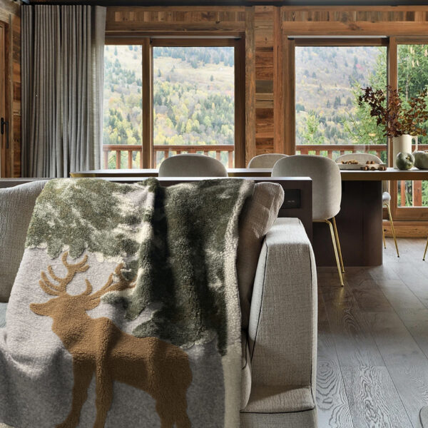 Plaid Decorativo Paesaggio Invernale e RENNE, 150×200 cm