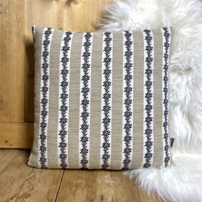 Cuscino con bordo Stella Alpina, 44×44 cm, colore corda e nero
