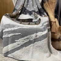 Coperta in Lana, Sciatore e Montagna, 150×170 cm, stile Chalet