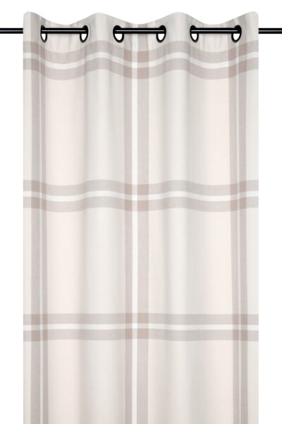 Tenda a Quadri Scozzesi Beige, effetto lana con occhielli fissi, beige, 140×260 cm