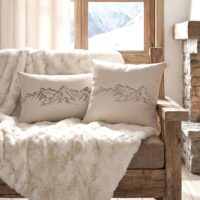 Tenda a Quadri Scozzesi Beige, effetto lana con occhielli fissi, beige, 140×260 cm