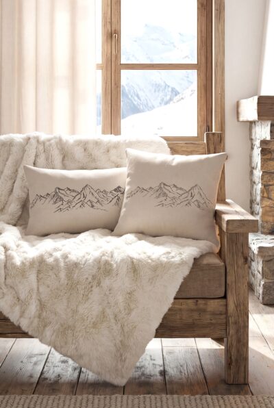 Cuscino Montagne Alpine, effetto Lana, beige