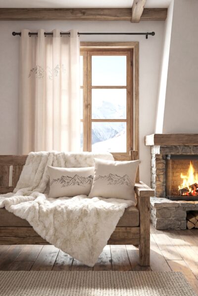 Tenda Montagne Alpine, effetto lana con occhielli fissi, beige, 140×240 cm