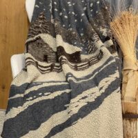 Coperta in lana mista, fantasia cagnolini, 150×170 cm, grigio antracite