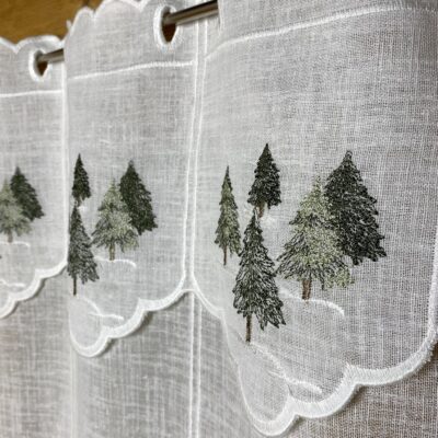Tendina a vetro per finestra stile Montagna, con ricamo Z-ALBERI
