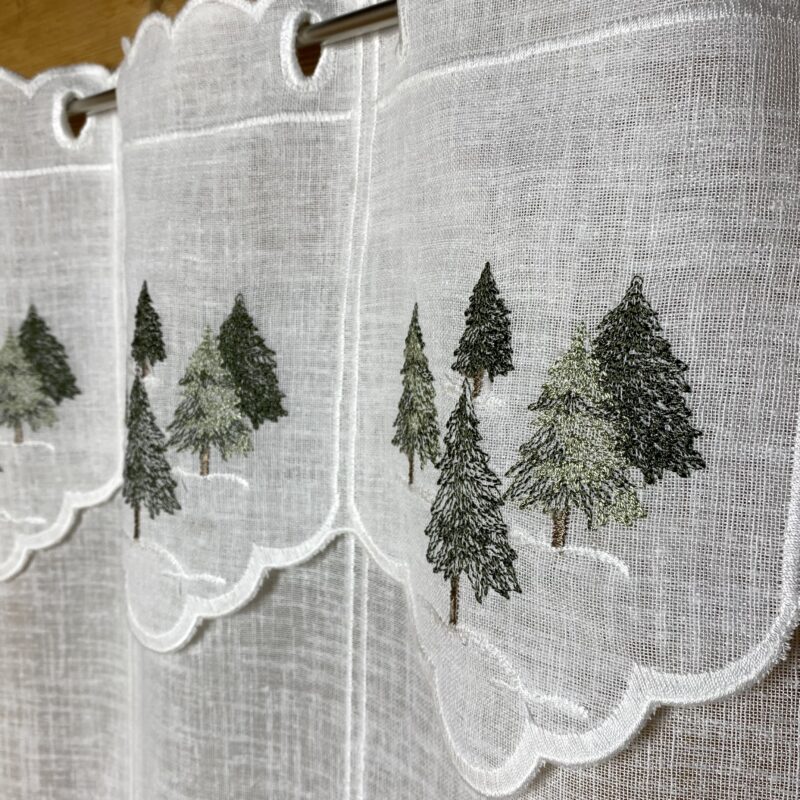 Tendina a vetro per finestra stile Montagna, con ricamo Z-ALBERI